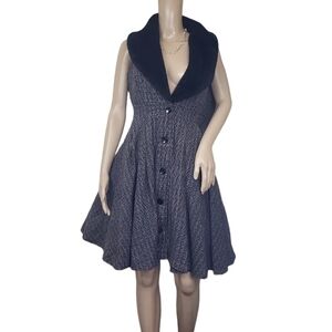 Monroe & Main Faux Fur Exaggerated Collar Dress Sleeveless